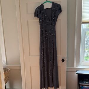 BHLDN Charcoal Embellished Maxi Dress